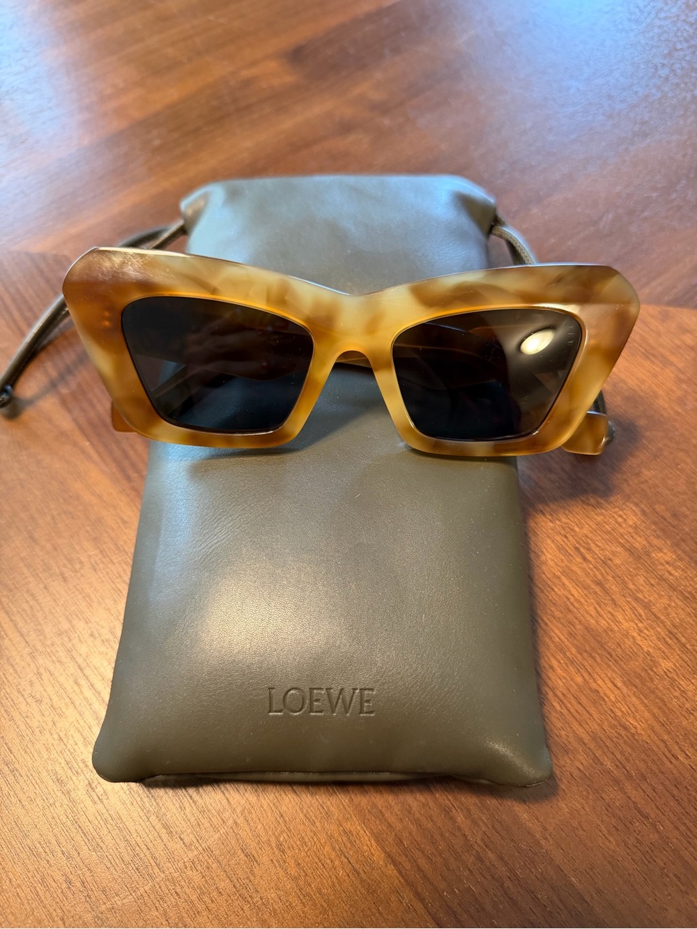 Loewe Anagram Cat Eye Sunglasses in Shiny Blonde Havana
